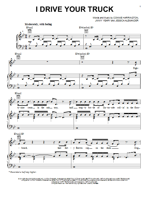 Lee Brice I Drive Your Truck sheet music notes and chords arranged for Guitar Chords/Lyrics