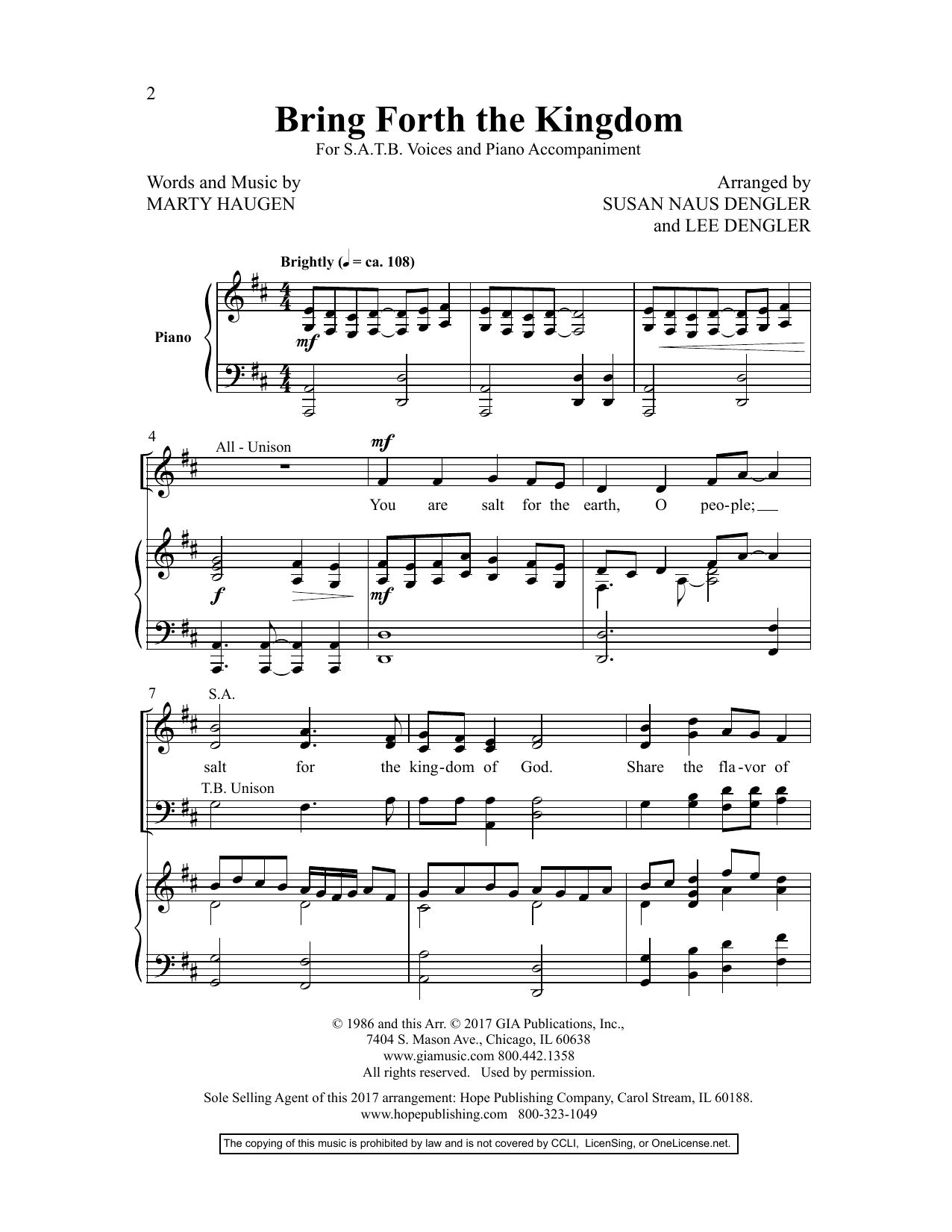 Lee Dengler Bring Forth The Kingdom sheet music notes and chords arranged for SATB Choir