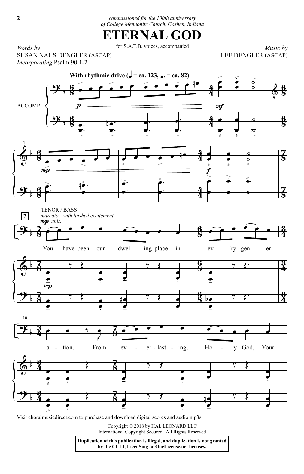 Lee Dengler Eternal God sheet music notes and chords arranged for SATB Choir