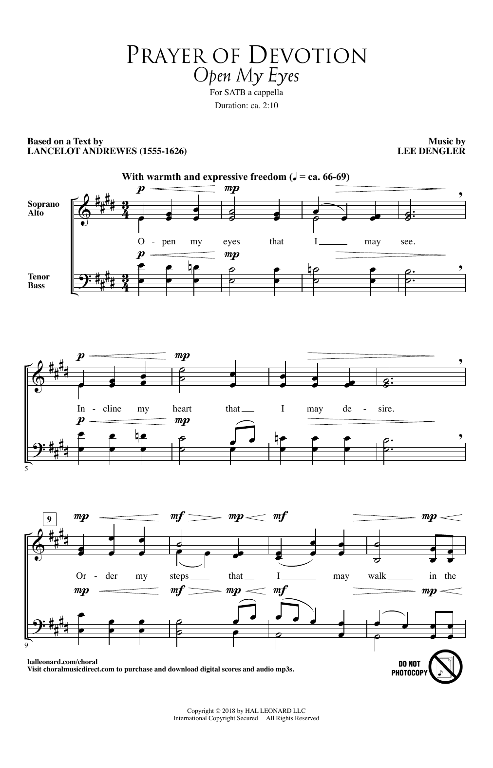 Lee Dengler Prayer Of Devotion (Open My Eyes) sheet music notes and chords arranged for SATB Choir