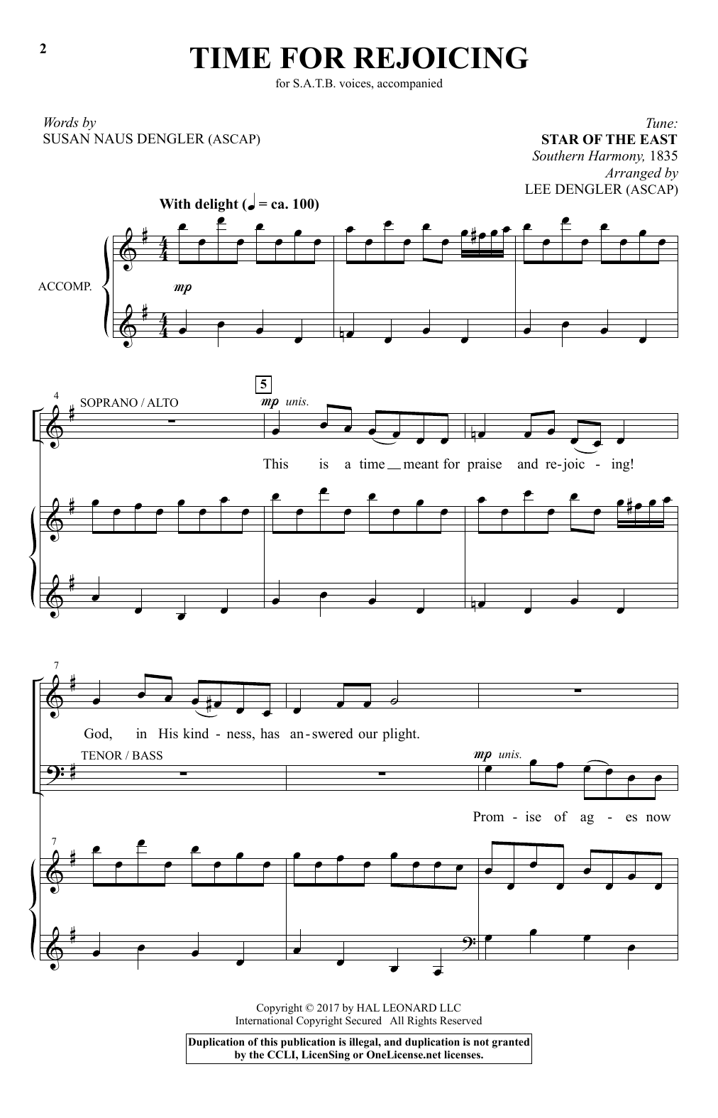 Lee Dengler Time For Rejoicing sheet music notes and chords arranged for SATB Choir