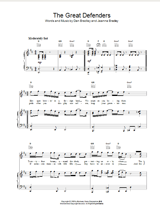 Lee Greenwood The Great Defenders sheet music notes and chords arranged for Piano, Vocal & Guitar Chords
