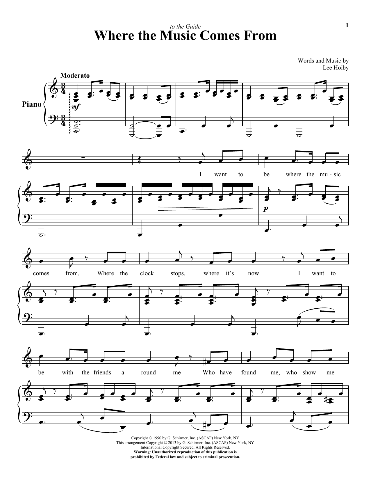 Lee Hoiby Where The Music Comes From sheet music notes and chords arranged for Piano & Vocal