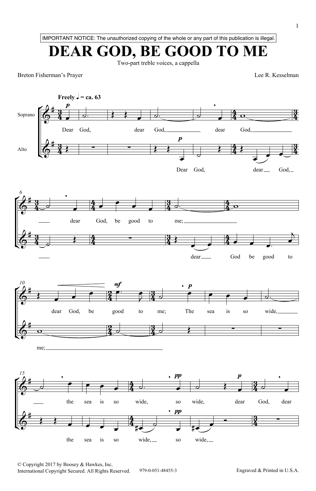 Lee Kesselman Dear God, Be Good To Me sheet music notes and chords arranged for 2-Part Choir