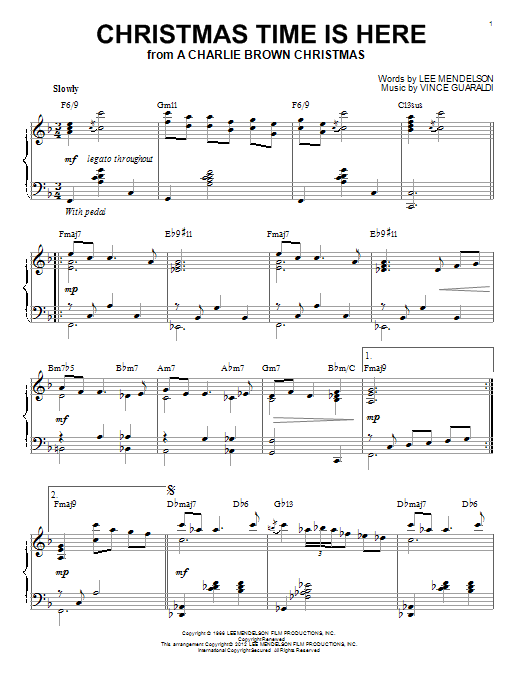 Lee Mendelson Christmas Time Is Here [Jazz version] (arr. Brent Edstrom) sheet music notes and chords arranged for Piano Solo