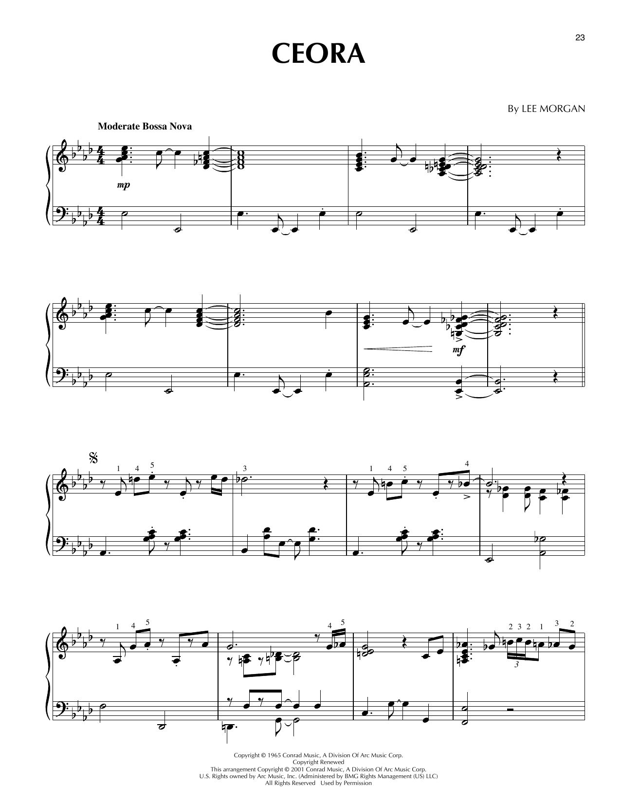 Lee Morgan Ceora (arr. Brent Edstrom) sheet music notes and chords arranged for Piano Solo