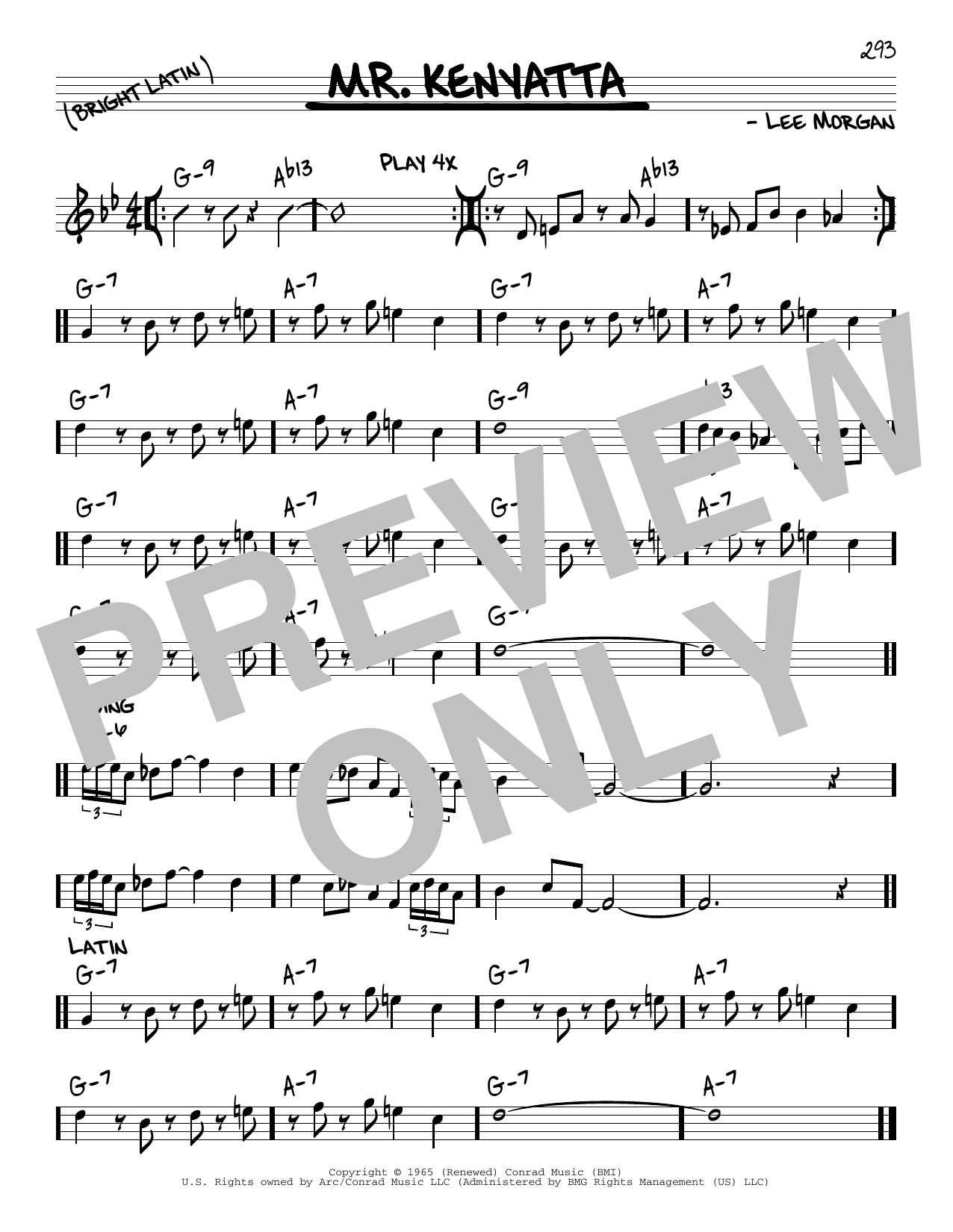 Lee Morgan Mr. Kenyatta sheet music notes and chords arranged for Real Book – Melody & Chords