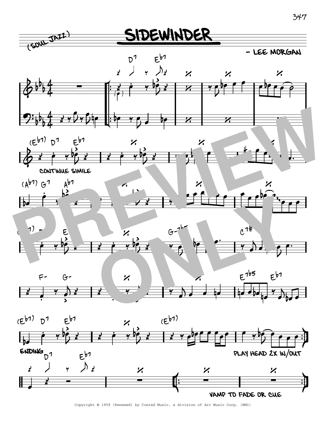 Lee Morgan Sidewinder [Reharmonized version] (arr. Jack Grassel) sheet music notes and chords arranged for Real Book – Melody & Chords