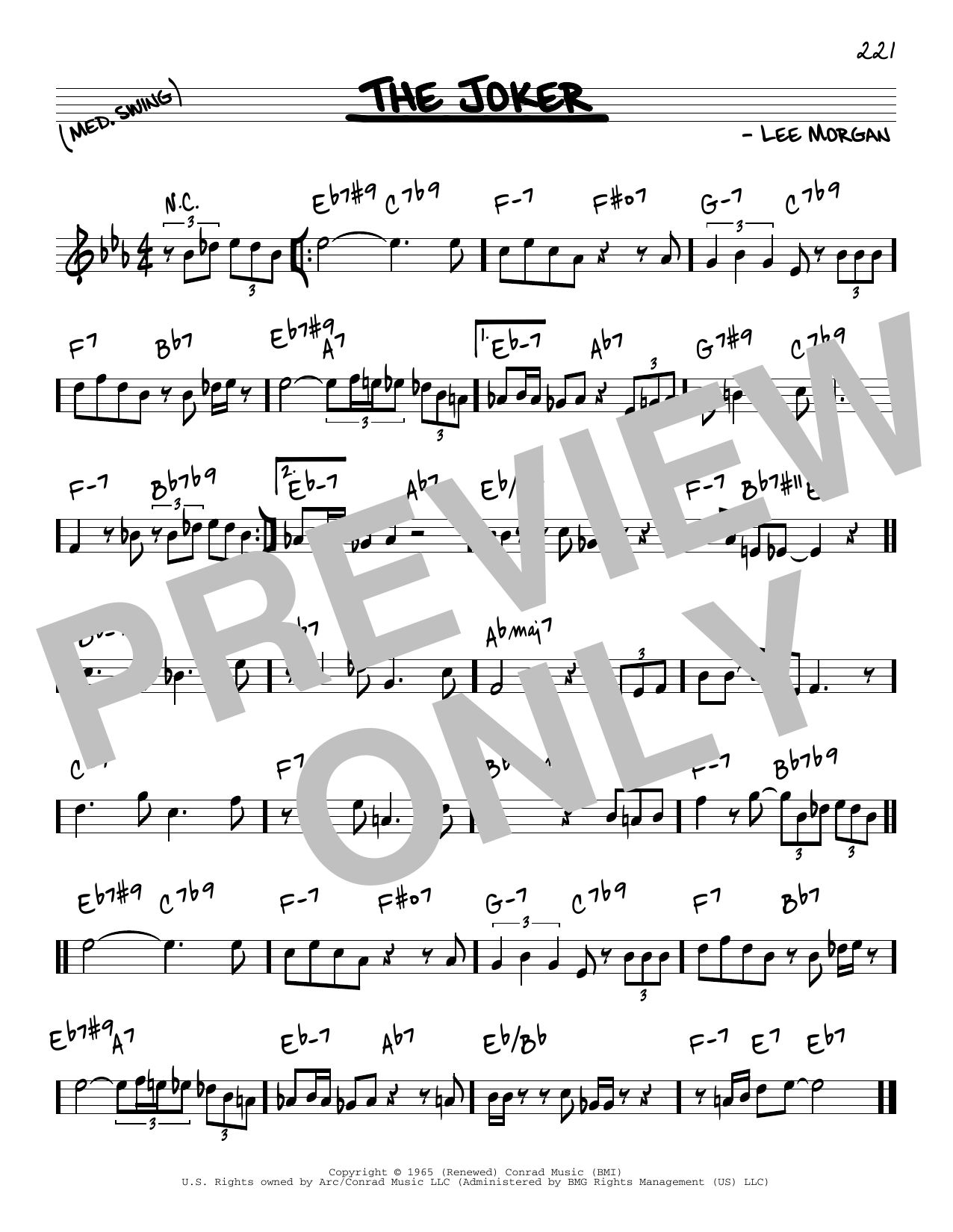 Lee Morgan The Joker sheet music notes and chords arranged for Real Book – Melody & Chords