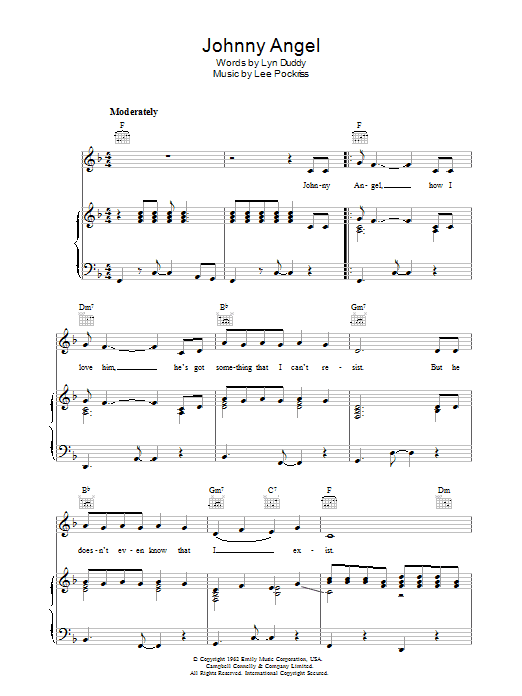 Lee Poskriss Johnny Angel sheet music notes and chords arranged for Piano, Vocal & Guitar Chords