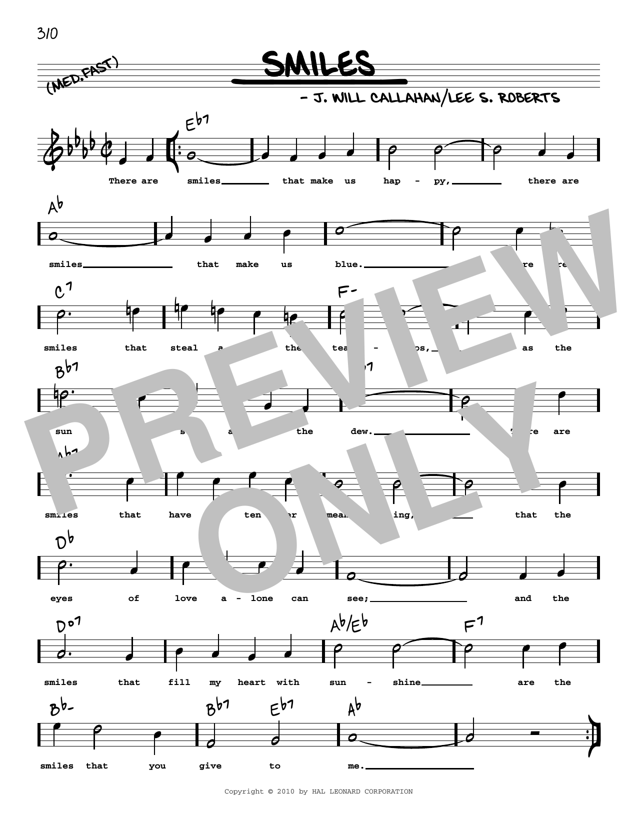 Lee S. Roberts Smiles (arr. Robert Rawlins) sheet music notes and chords arranged for Real Book – Melody, Lyrics & Chords