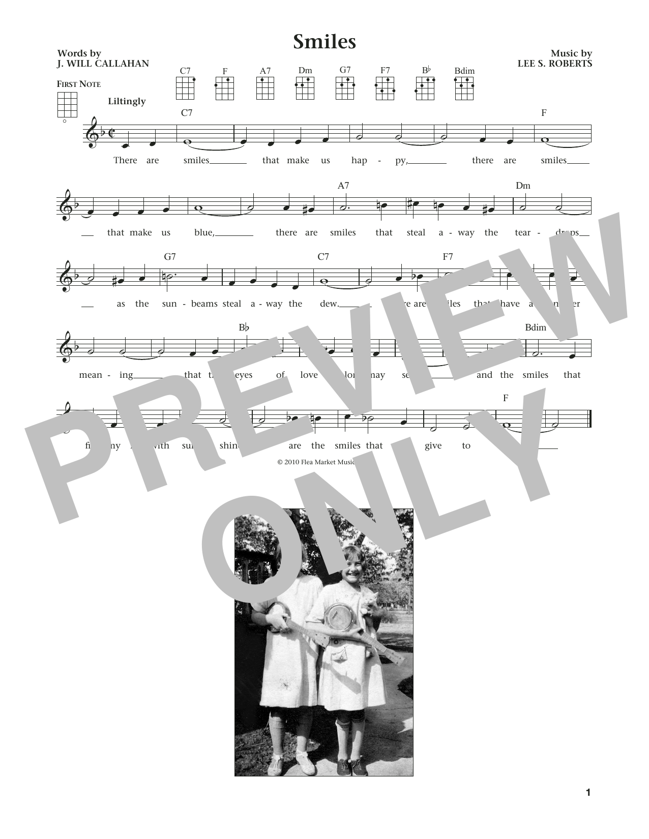 Lee S. Roberts Smiles (from The Daily Ukulele) (arr. Liz and Jim Beloff) sheet music notes and chords arranged for Ukulele