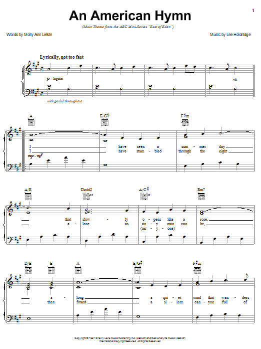 Lee Holdridge An American Hymn sheet music notes and chords. Download Printable PDF.