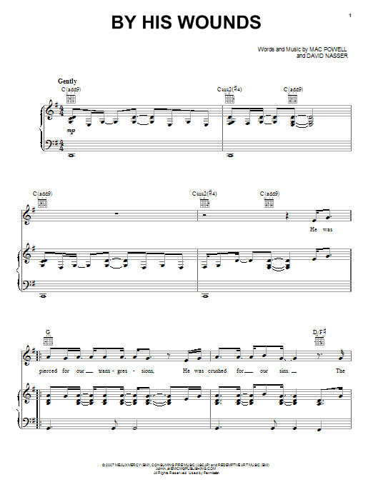 Leeland By His Wounds sheet music notes and chords arranged for Piano, Vocal & Guitar Chords (Right-Hand Melody)