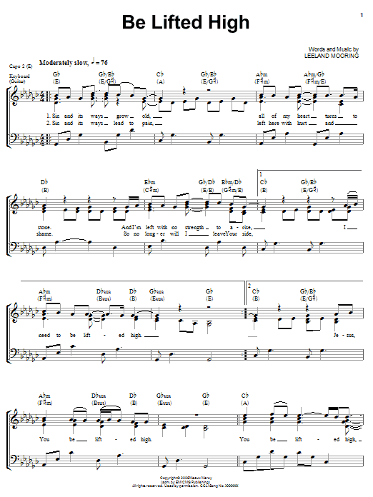 Leeland Mooring Be Lifted High sheet music notes and chords arranged for Piano, Vocal & Guitar Chords (Right-Hand Melody)