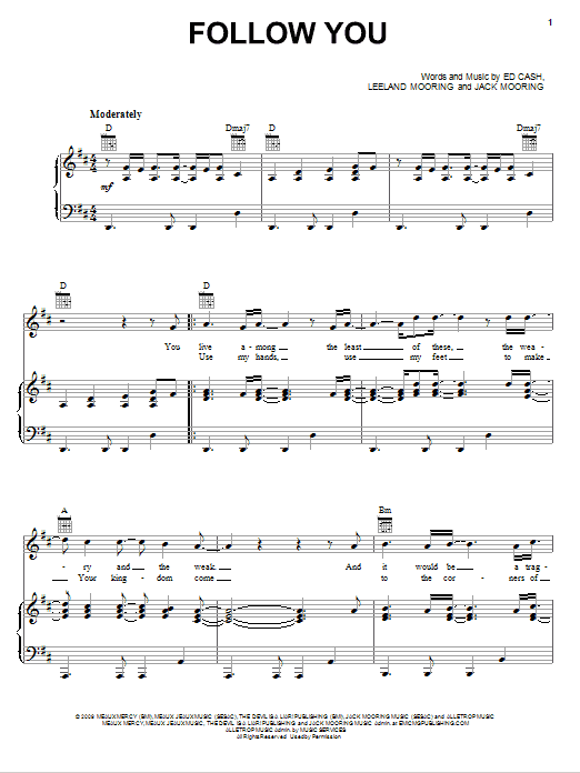 Leeland with Brandon Heath Follow You sheet music notes and chords arranged for Piano, Vocal & Guitar Chords (Right-Hand Melody)