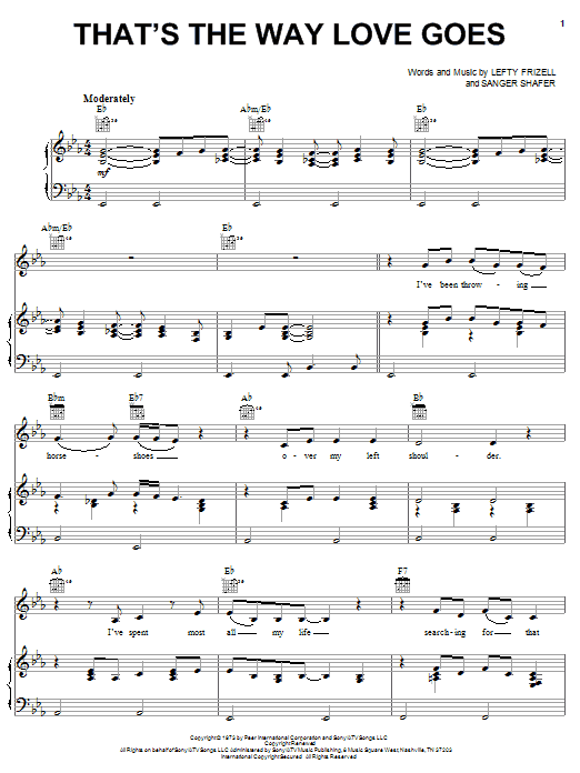 Lefty Frizell That's The Way Love Goes sheet music notes and chords arranged for Piano, Vocal & Guitar Chords (Right-Hand Melody)