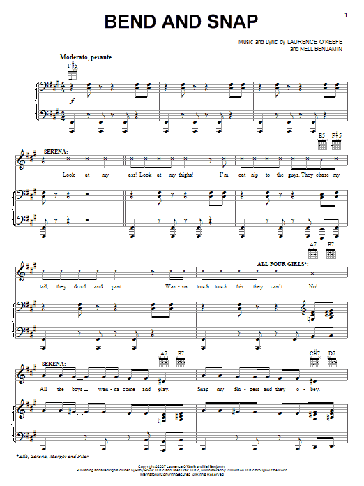 Legally Blonde The Musical Bend And Snap sheet music notes and chords arranged for Piano, Vocal & Guitar Chords (Right-Hand Melody)