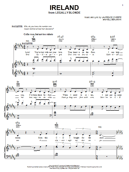 Legally Blonde The Musical Ireland sheet music notes and chords arranged for Piano & Vocal