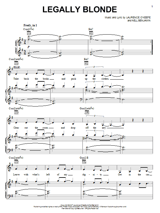 Legally Blonde The Musical Legally Blonde sheet music notes and chords arranged for Piano, Vocal & Guitar Chords (Right-Hand Melody)