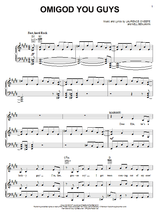 Legally Blonde The Musical Omigod You Guys sheet music notes and chords arranged for Piano & Vocal