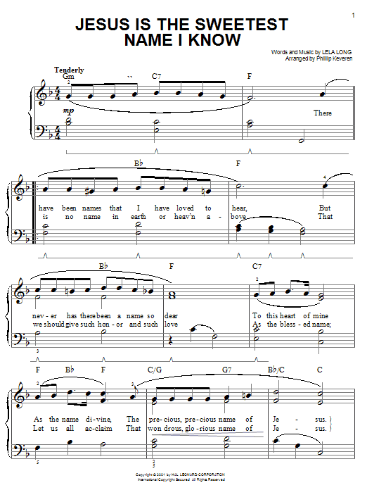 Lela Long Jesus Is The Sweetest Name I Know (arr. Phillip Keveren) sheet music notes and chords arranged for Easy Piano