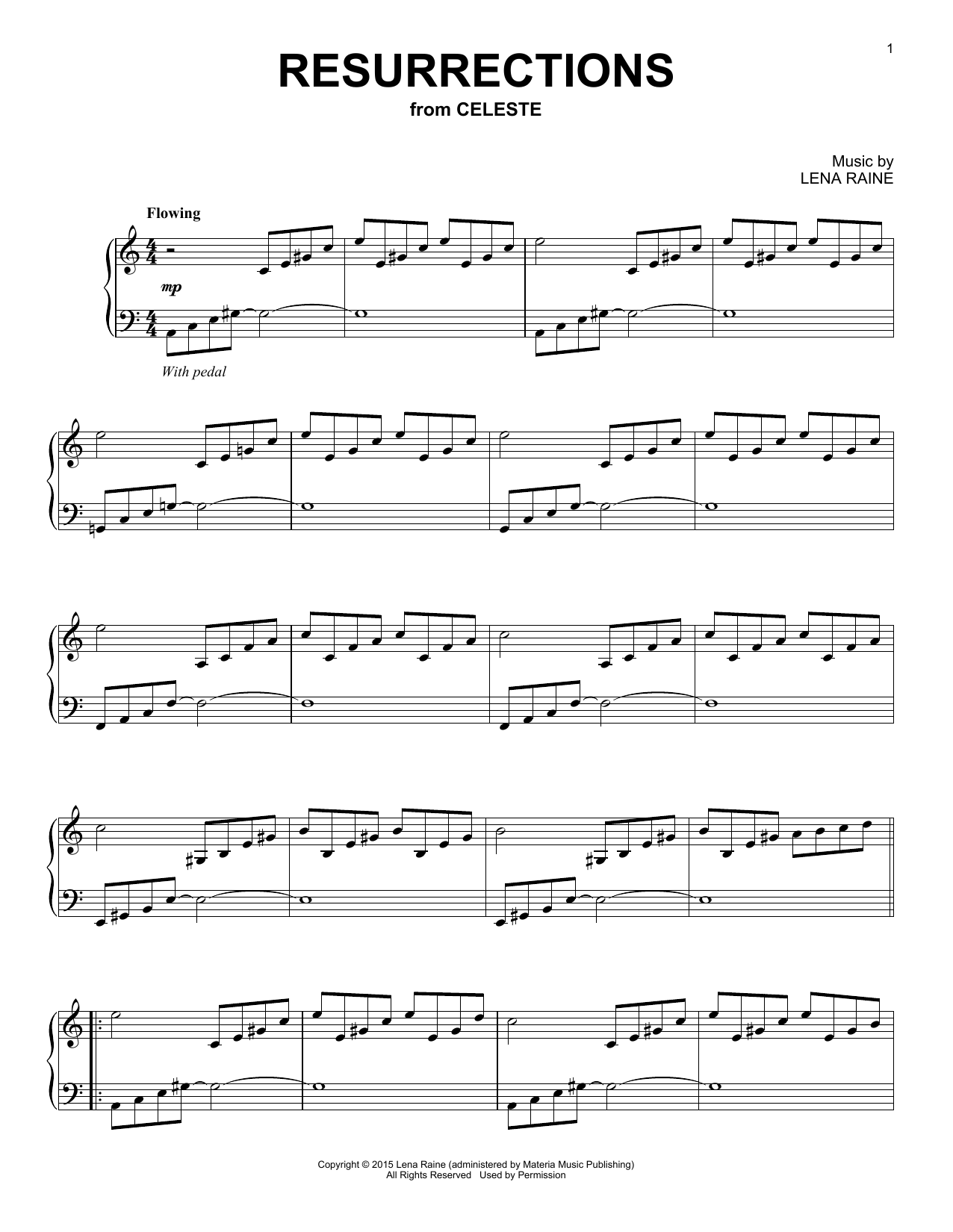 Lena Raine Resurrections (from Celeste) sheet music notes and chords arranged for Piano Solo