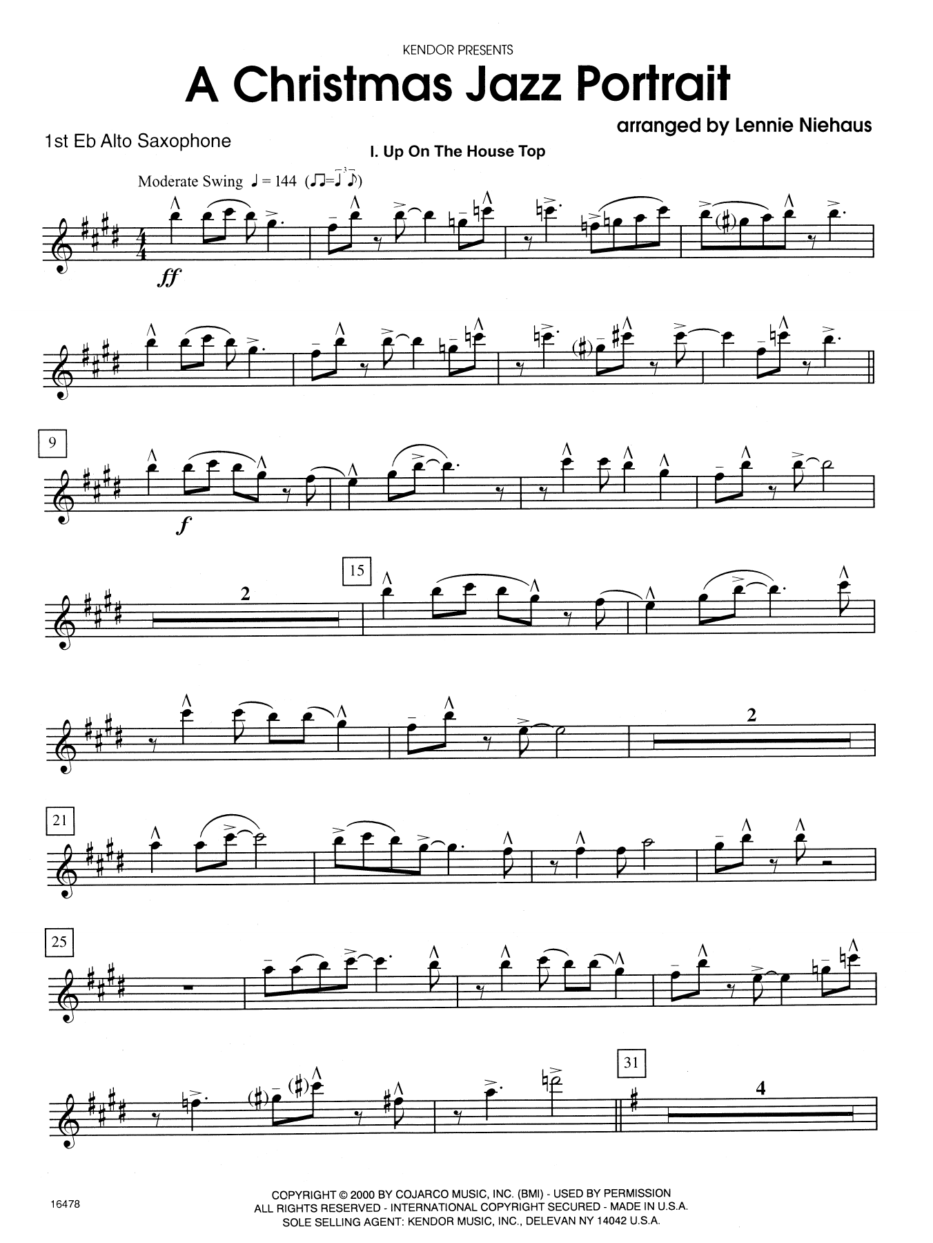 Lennie Niehaus A Christmas Jazz Portrait - 1st Eb Alto Saxophone sheet music notes and chords. Download Printable PDF.