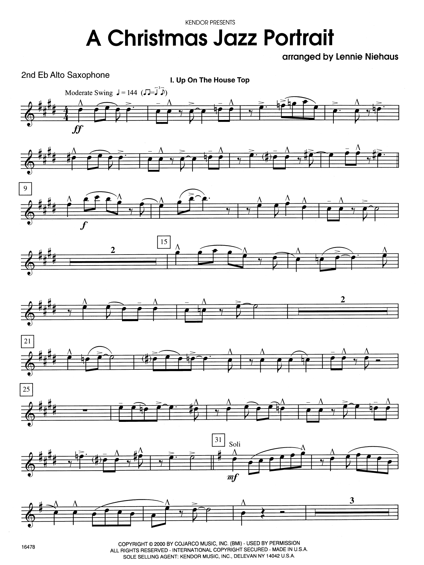 Lennie Niehaus A Christmas Jazz Portrait - 2nd Eb Alto Saxophone sheet music notes and chords. Download Printable PDF.