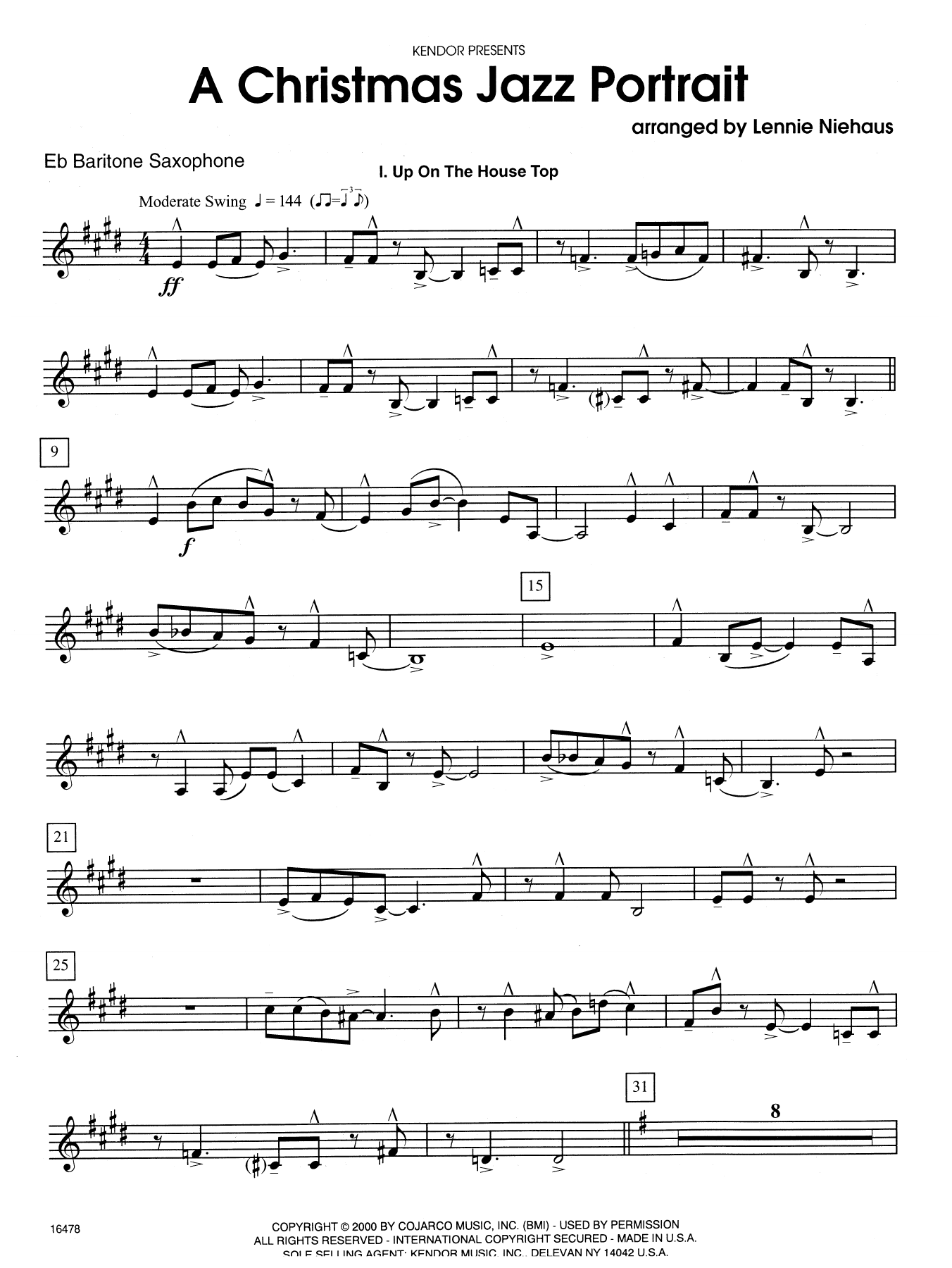 Lennie Niehaus A Christmas Jazz Portrait - Eb Baritone Saxophone sheet music notes and chords. Download Printable PDF.