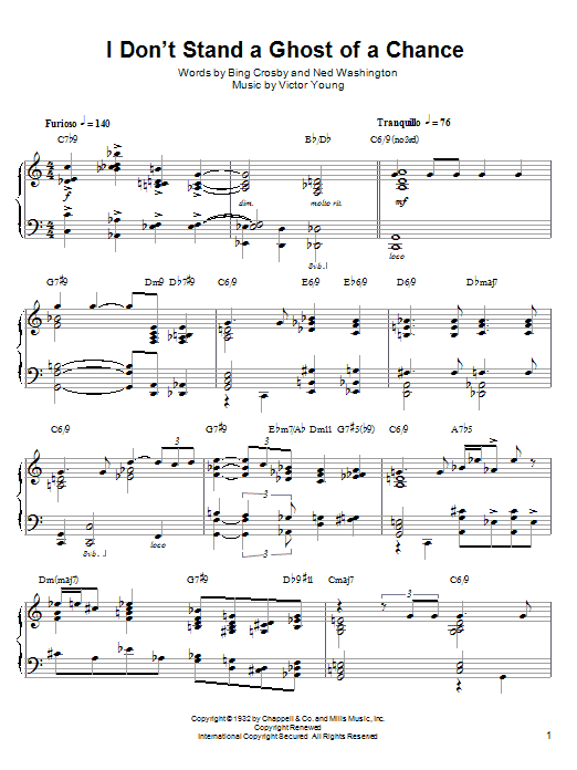 Lennie Tristano I Don't Stand A Ghost Of A Chance sheet music notes and chords. Download Printable PDF.