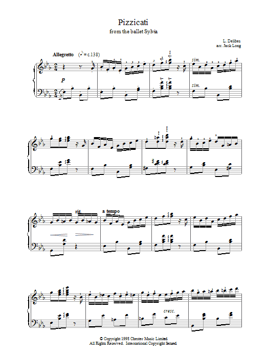 Leo Délibes Pizzicati sheet music notes and chords arranged for Piano Solo