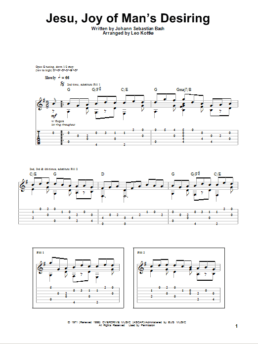 Leo Kottke Jesu, Joy Of Man's Desiring sheet music notes and chords arranged for Guitar Tab (Single Guitar)