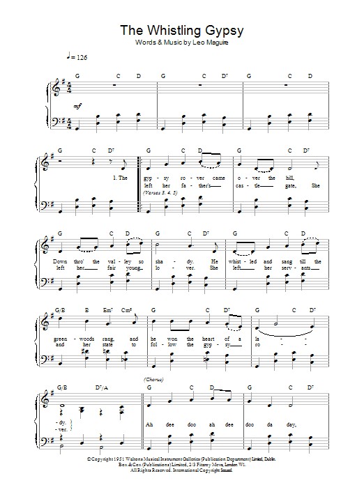Leo Maguire Whistling Gypsy sheet music notes and chords arranged for Piano, Vocal & Guitar Chords