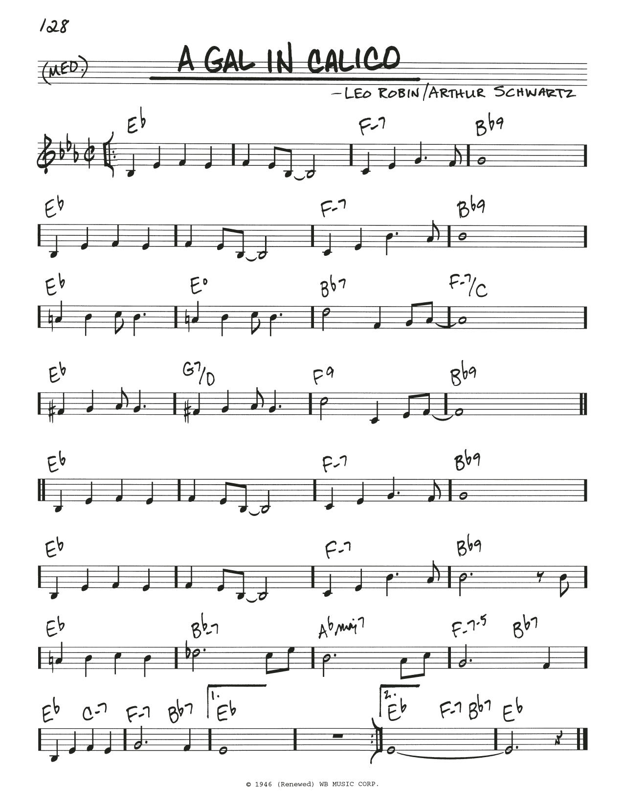 Leo Robin A Gal In Calico sheet music notes and chords arranged for Real Book – Melody & Chords