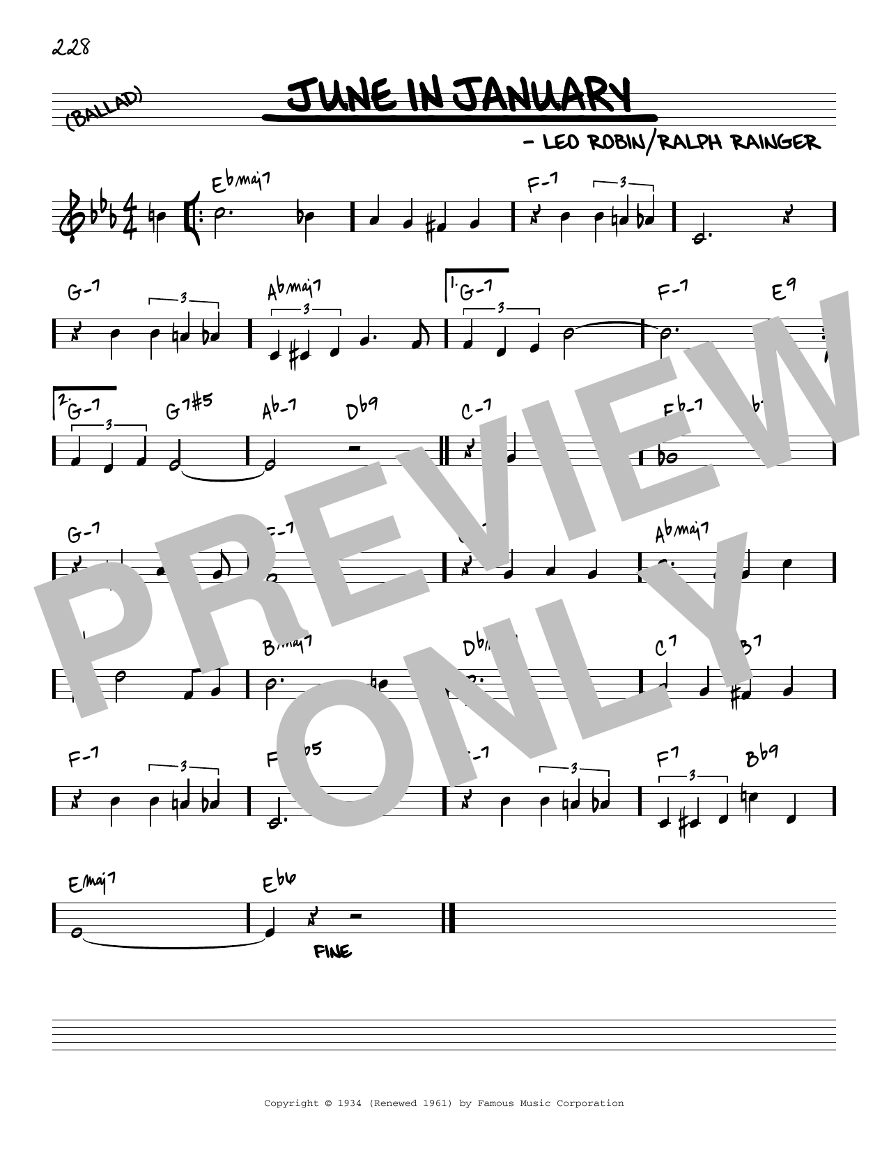 Leo Robin June In January [Reharmonized version] (arr. Jack Grassel) sheet music notes and chords arranged for Real Book – Melody & Chords