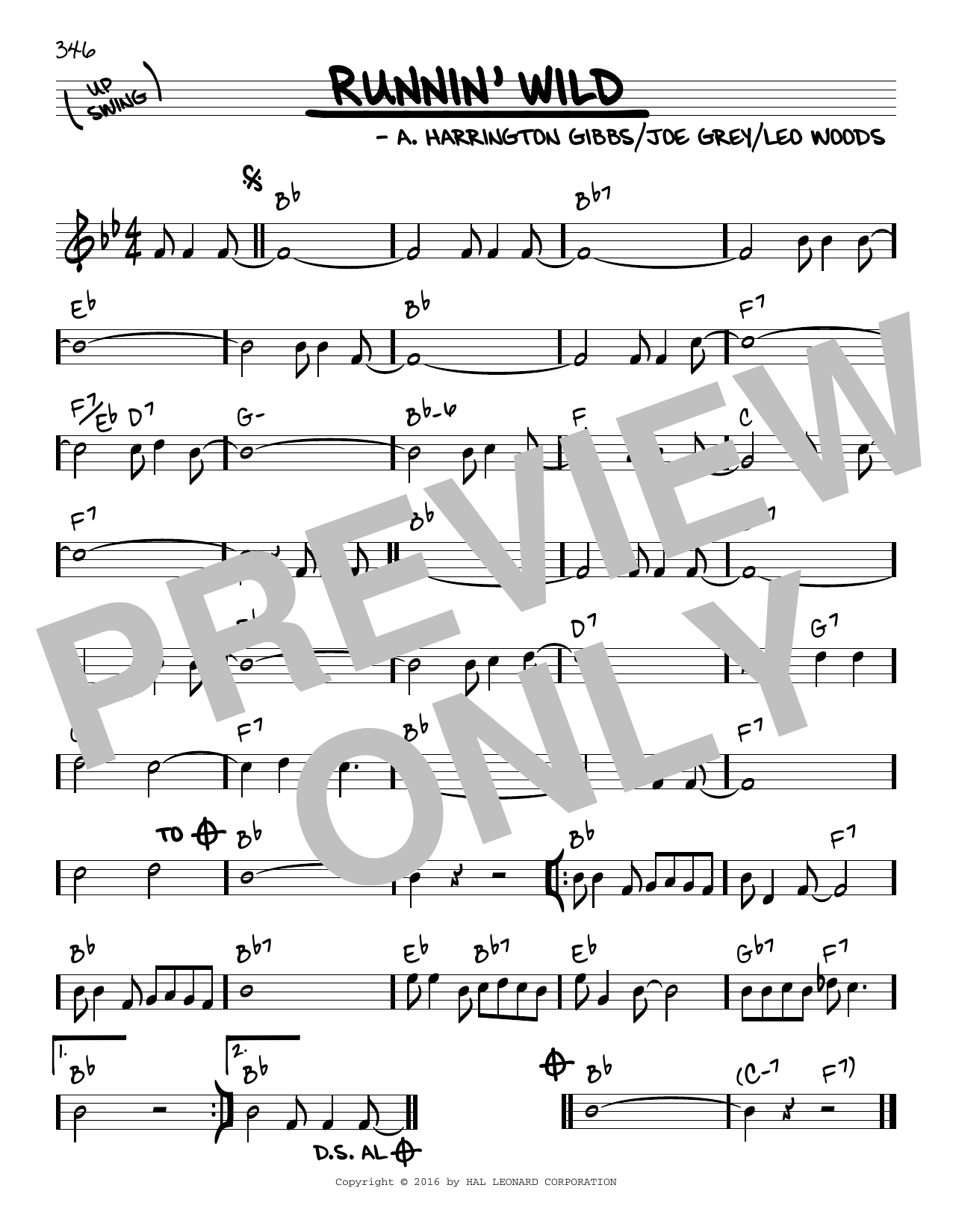 Leo Woods Runnin' Wild sheet music notes and chords arranged for Real Book – Melody & Chords