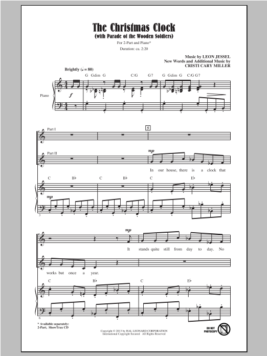 Leon Jessel The Christmas Clock (with Parade Of The Wooden Soldiers) (arr. Cristi Cary Miller) sheet music notes and chords arranged for 2-Part Choir