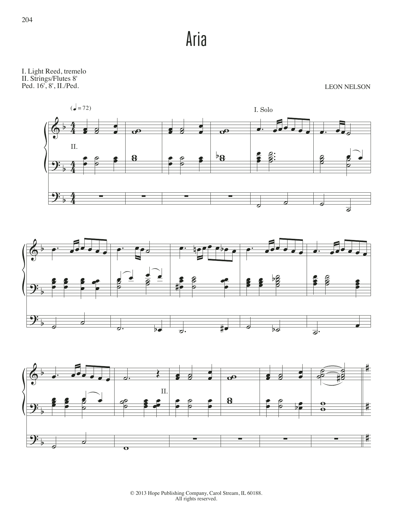 Leon Nelson Aria sheet music notes and chords arranged for Organ