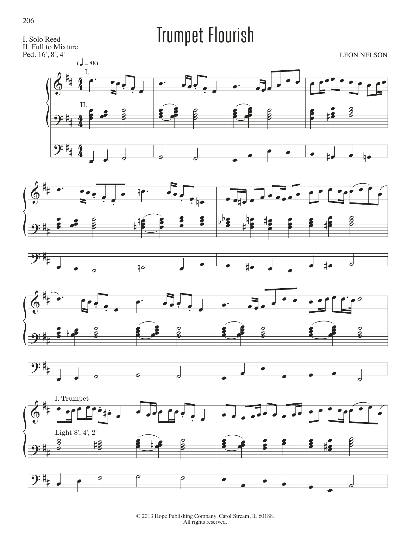 Leon Nelson Trumpet Flourish sheet music notes and chords arranged for Organ