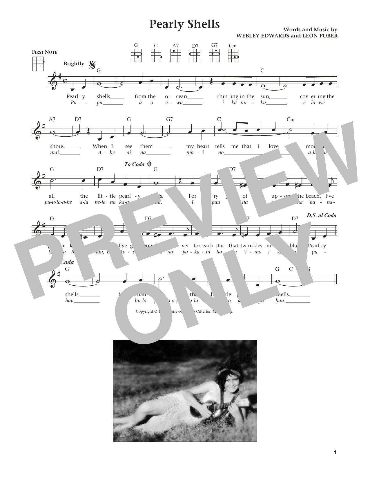 Leon Pober Pearly Shells (Pupu O Ewa) (from The Daily Ukulele) (arr. Liz and Jim Beloff) sheet music notes and chords arranged for Ukulele
