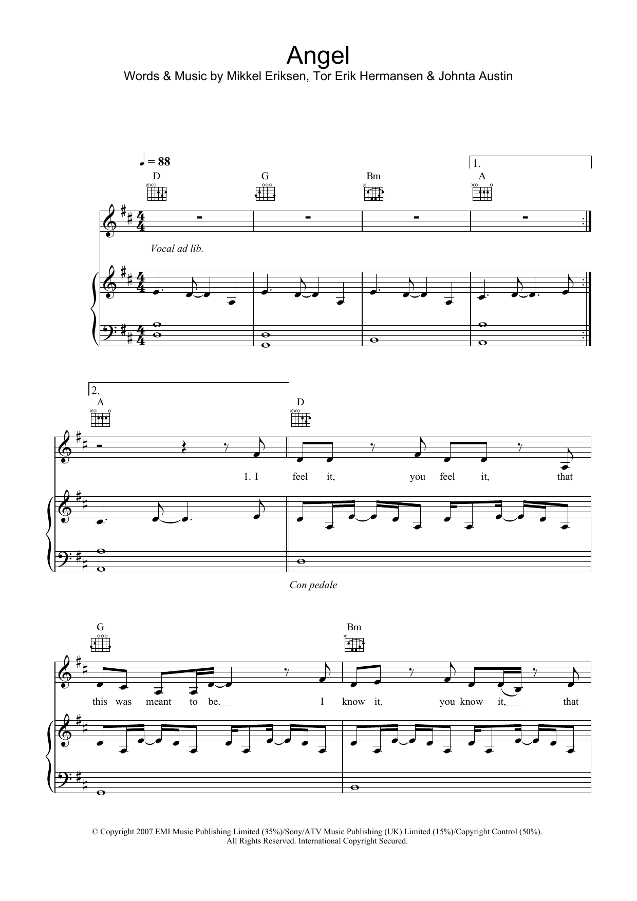 Leona Lewis Angel sheet music notes and chords arranged for Piano, Vocal & Guitar Chords