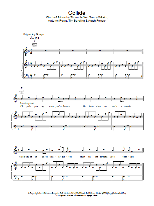 Leona Lewis Collide sheet music notes and chords arranged for Piano, Vocal & Guitar Chords