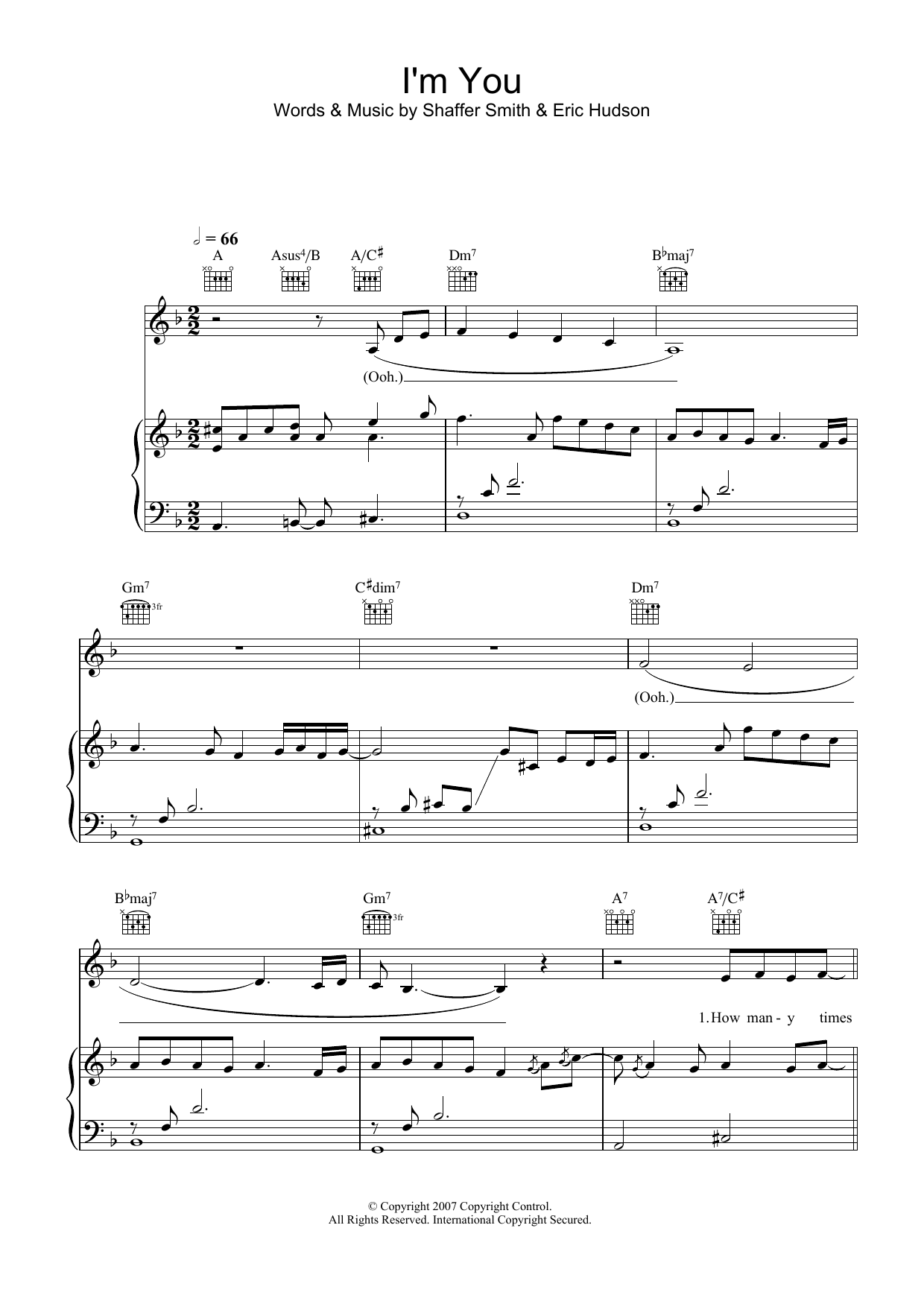 Leona Lewis I'm You sheet music notes and chords arranged for Piano, Vocal & Guitar Chords (Right-Hand Melody)