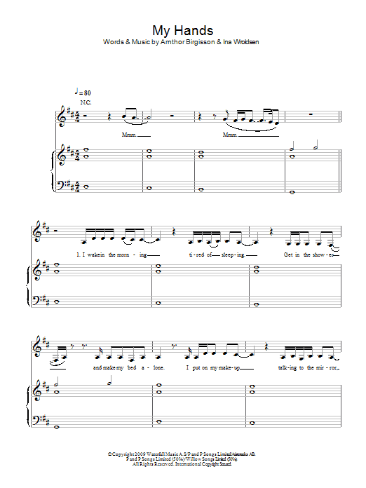 Leona Lewis My Hands sheet music notes and chords arranged for Piano, Vocal & Guitar Chords