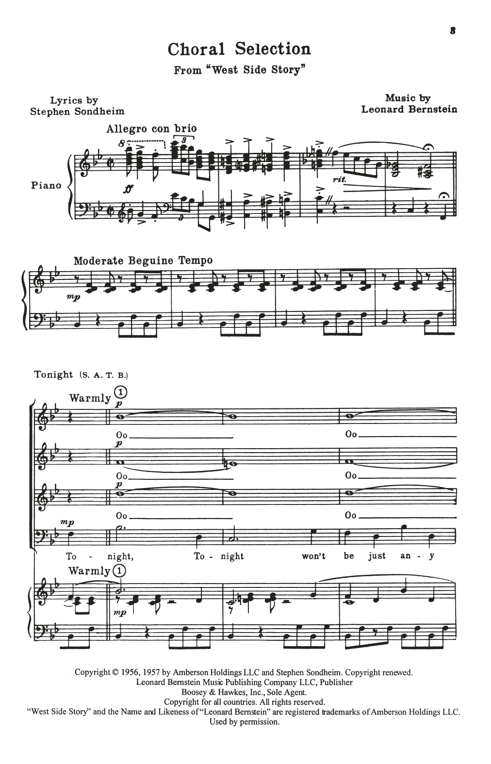 Leonard Bernstein & Stephen Sondheim Choral Medley from West Side Story (arr. William Stickles) sheet music notes and chords arranged for SATB Choir