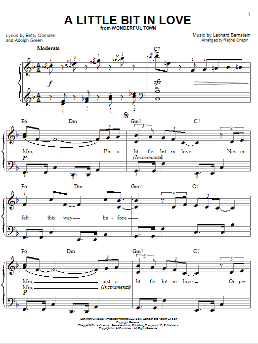 Leonard Bernstein A Little Bit In Love sheet music notes and chords arranged for Easy Piano