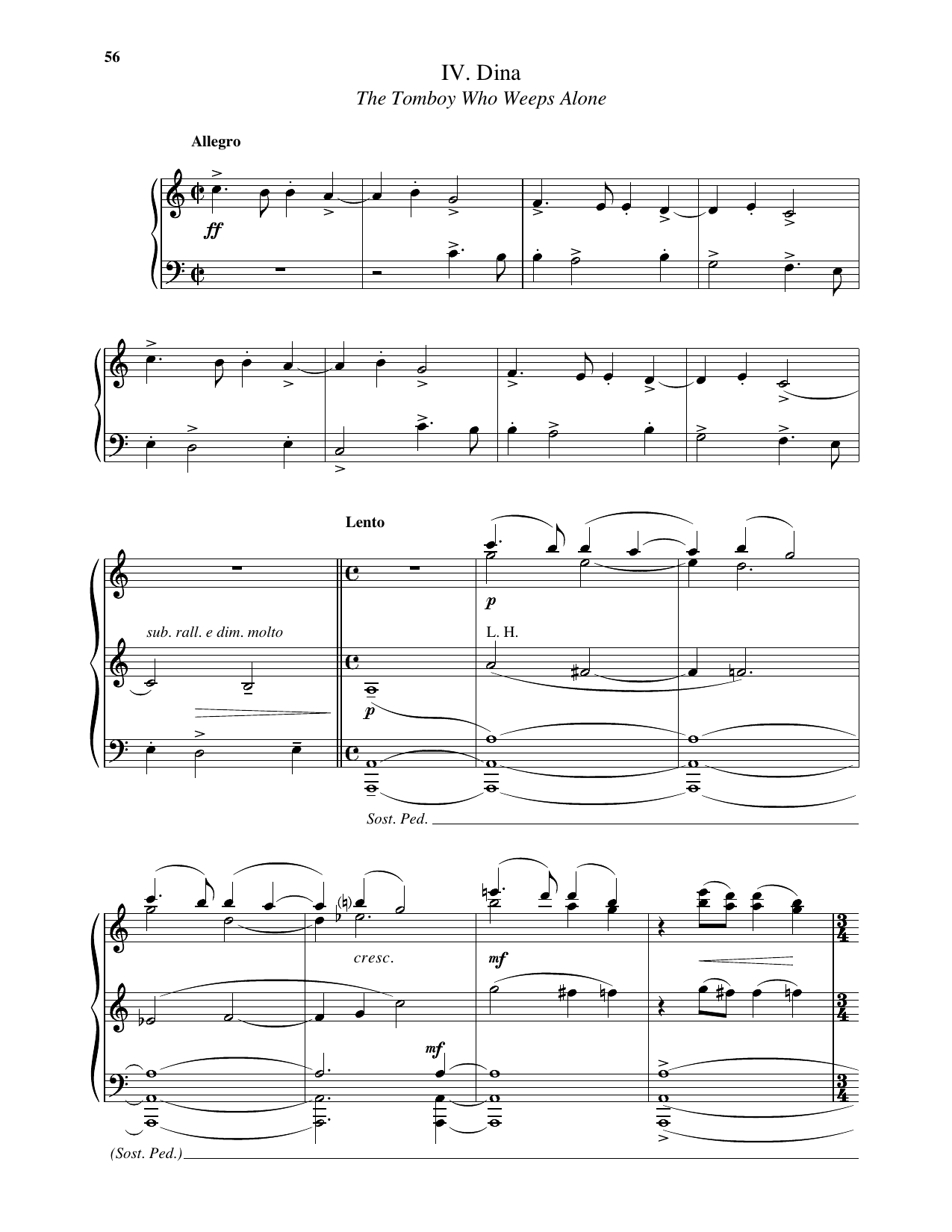 Leonard Bernstein Dina: The Tomboy Who Weeps Alone sheet music notes and chords arranged for Piano Solo