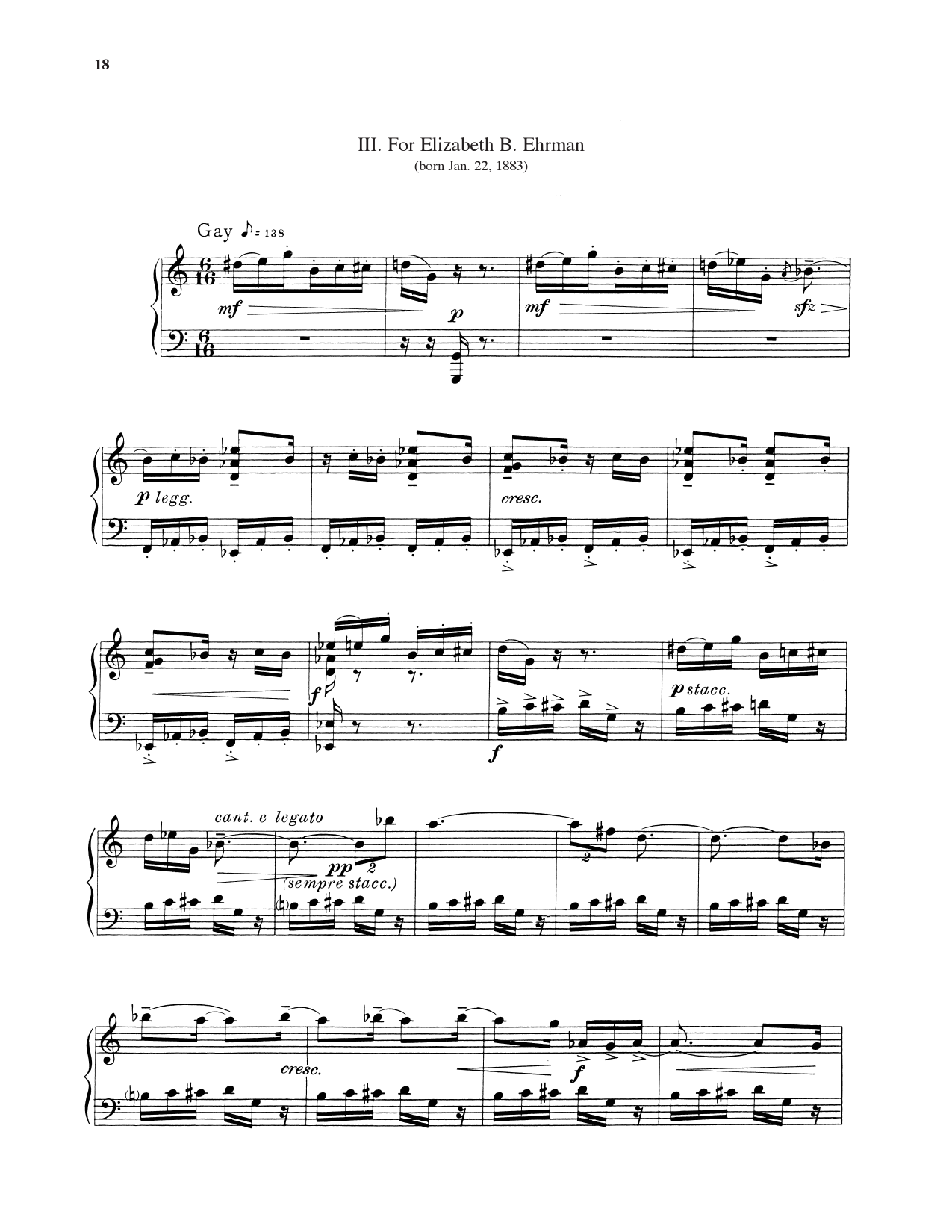 Leonard Bernstein For Elizabeth B. Ehrman sheet music notes and chords arranged for Piano Solo
