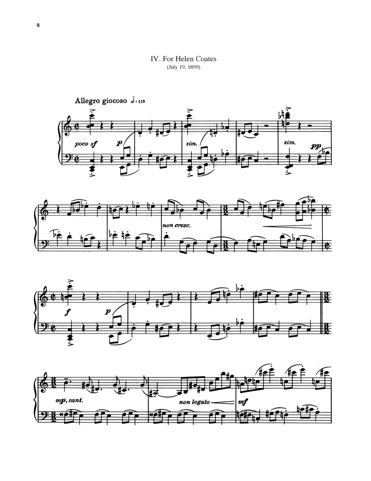 Leonard Bernstein For Helen Coates sheet music notes and chords arranged for Piano Solo